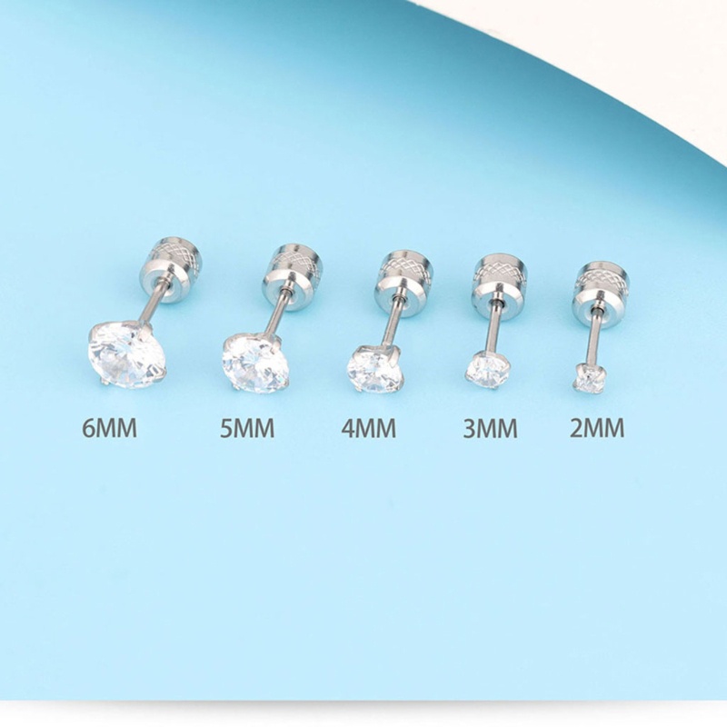 Bộ 2 Bông Tai Đính Đá Zircon Tròn Bằng Thép Không Gỉ Dùng Làm Quà Tặng Sinh Nhật / Lễ Giáng