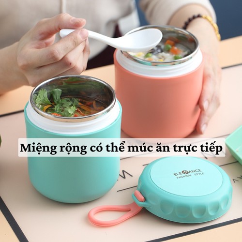 Bình Ủ Cháo🔥TẶNG KÈM MUỖNG🔥Hộp Đựng Canh Giữ Nhiệt Cao Cấp Lõi Inox 304 Không Gỉ Nắp Vặn Chống Tràn Có Quai Cầm 430 ML | BigBuy360 - bigbuy360.vn