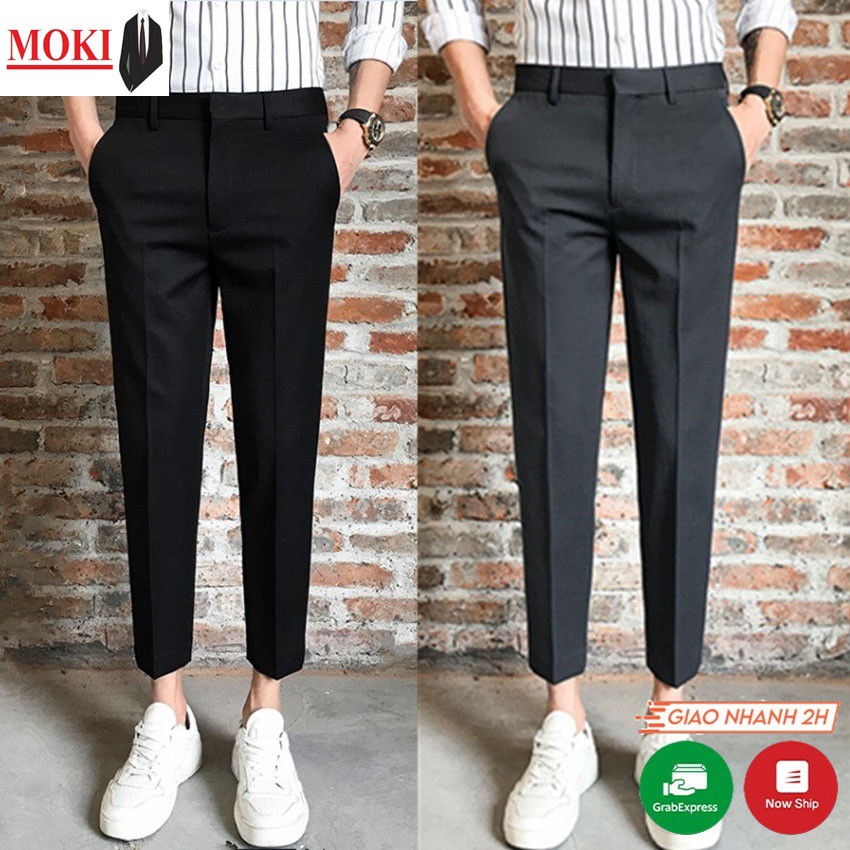 Quần âu nam MOKI ống côn vải lụa co giãn, không nhăn không xù cực kì tôn dáng