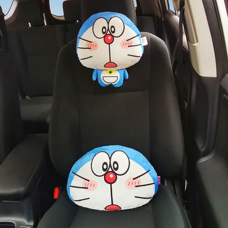【Ready Stock】 Doraemon Car headrest backrest neck guard car lumbar support creative car interior decoration PiQJ