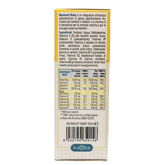 Buonavit Baby - Vitamin giúp trẻ ăn ngon, giảm biếng ăn, tăng sức đề kháng (20ml)