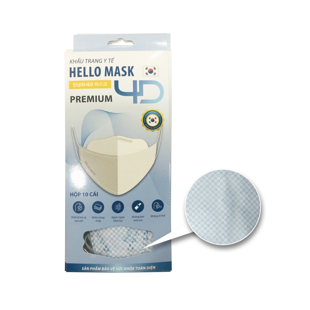 Khẩu trang 4D kháng khuẩn Hello Mask Fashion - Premium Ngăn Bụi Mịn Không Lem Son