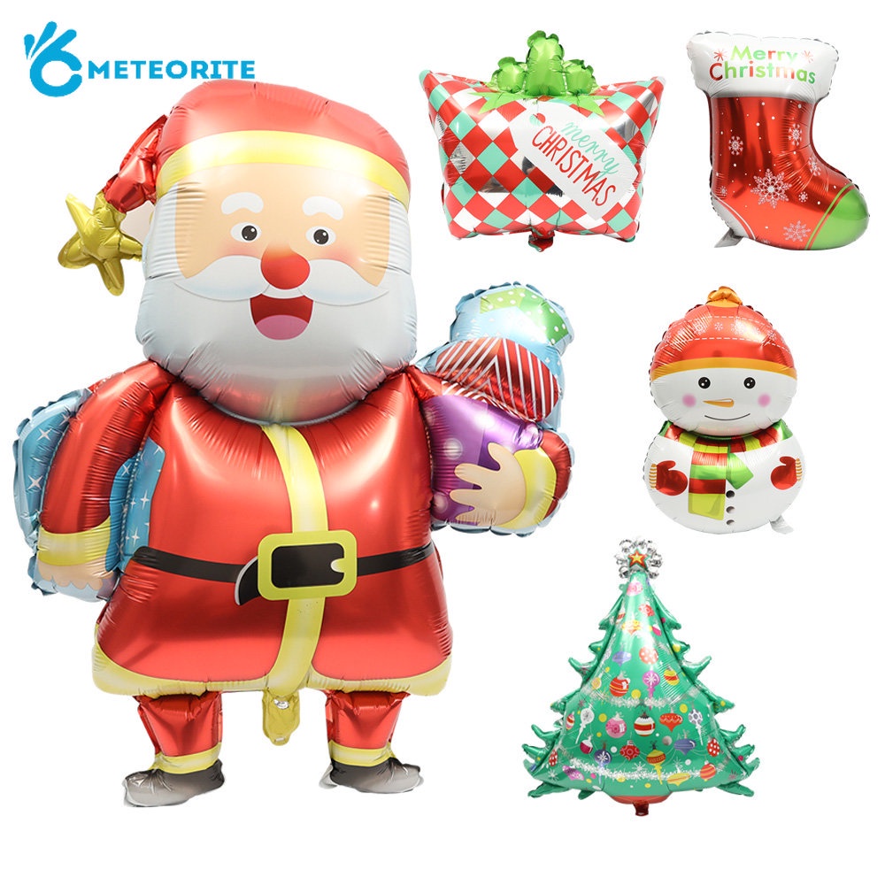 1 Bong Bóng Lá Nhôm Bơm Hơi Hình Ông Già Noel / Người Tuyết Dùng Trang Trí Nhà Trẻ