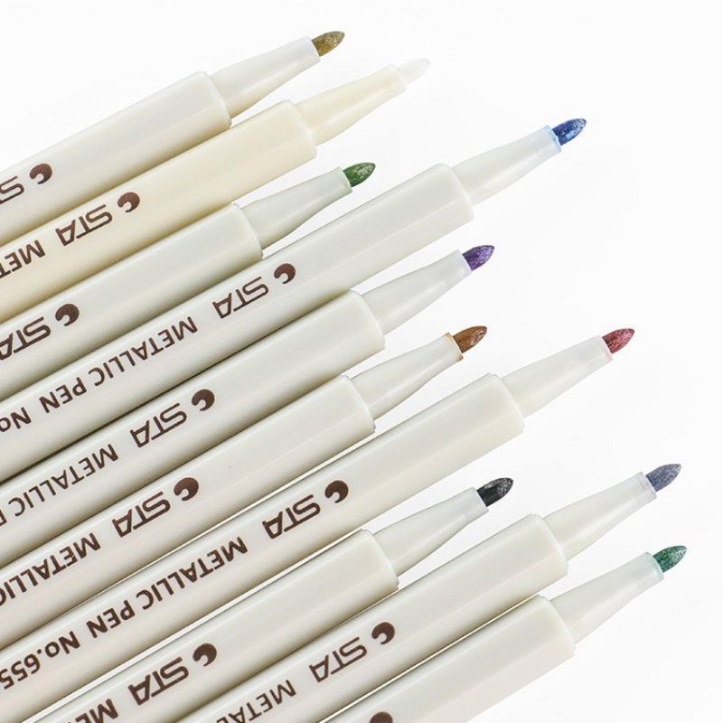 Bộ 10 bút lông brush pen Sta Metallic 6551/6551BR nhiều màu có nhũ