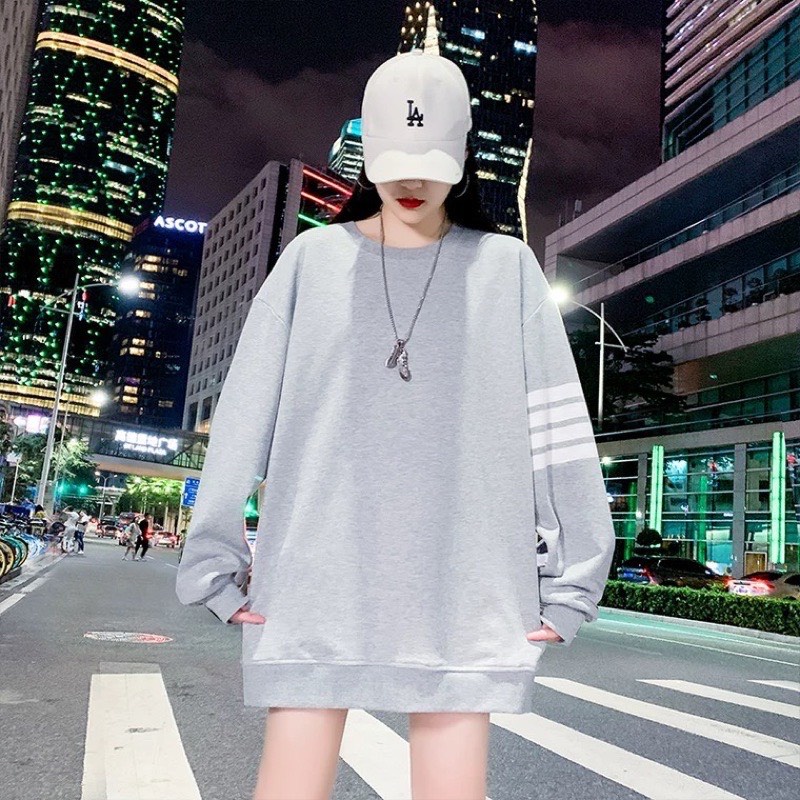 Áo Sweater nam nữ fom rộng dáng Unisex chất liệu nỉ bông tay áo tay sọc cao cấp