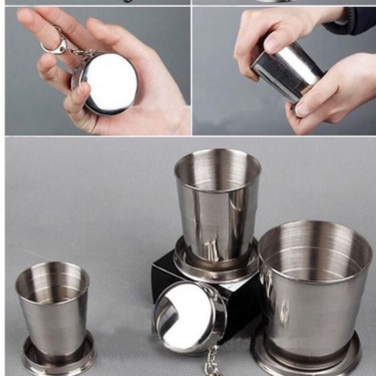 Cốc inox gấp gọn đa năng bỏ túi tiện dụng, sử dụng trong lớp học, trường mầm non, văn phòng,ly uống nước du lịch gấp gọn