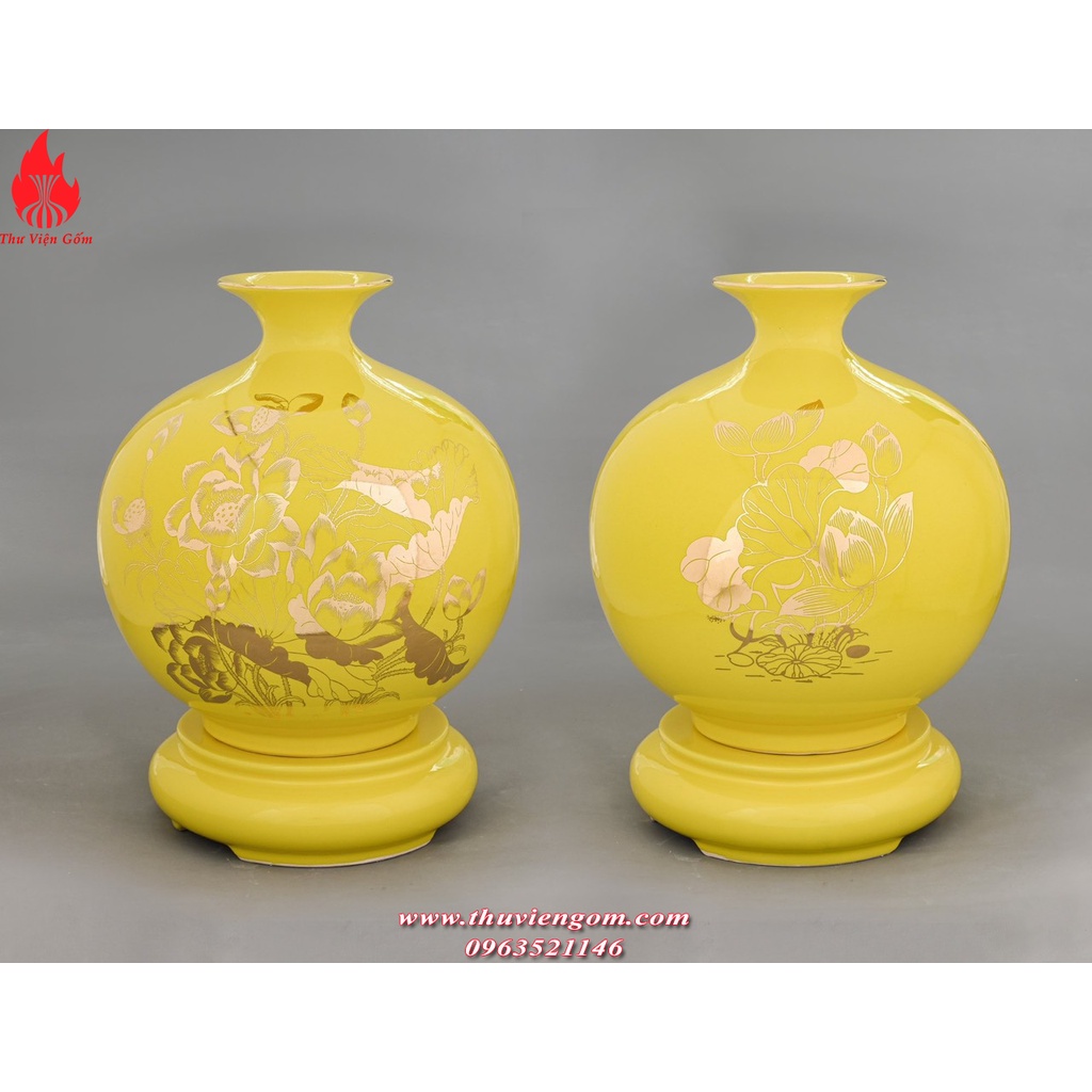 Bình hút lộc màu vàng gốm sứ Bát Tràng