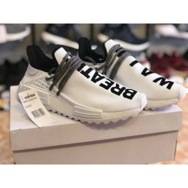 (HOT) Giày thể thao NMD HUMAN RACE WALK BREATH White trắng chữ đen