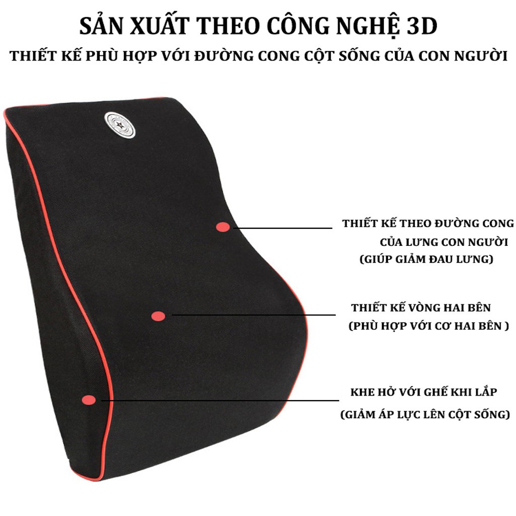 Gối Tựa Đầu Và Tựa Lưng Ô TÔ LUXCAR Cao Su Non Cao Cấp, Chống Đau Mỏi Lưng, Vai, Cổ