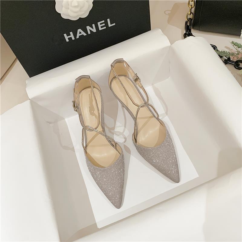 Giày Cao Gót Mũi Nhọn Đính Đá Thời Trang Mùa Xuân Mới Cho Nữ