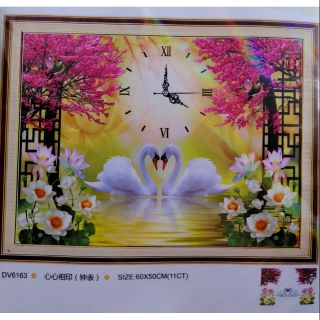 Tranh thêu chữ thập thiên nga tình yêu vĩnh cửu DV6163