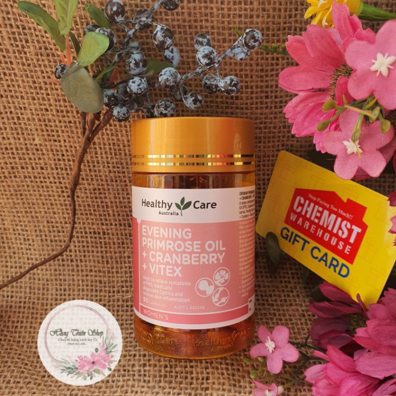 (Đủ bill) Viên điều hòa kinh nguyệt, cân bằng nội tiết Healthy Care Evening Primrose Oil + Cranberry + Vitex