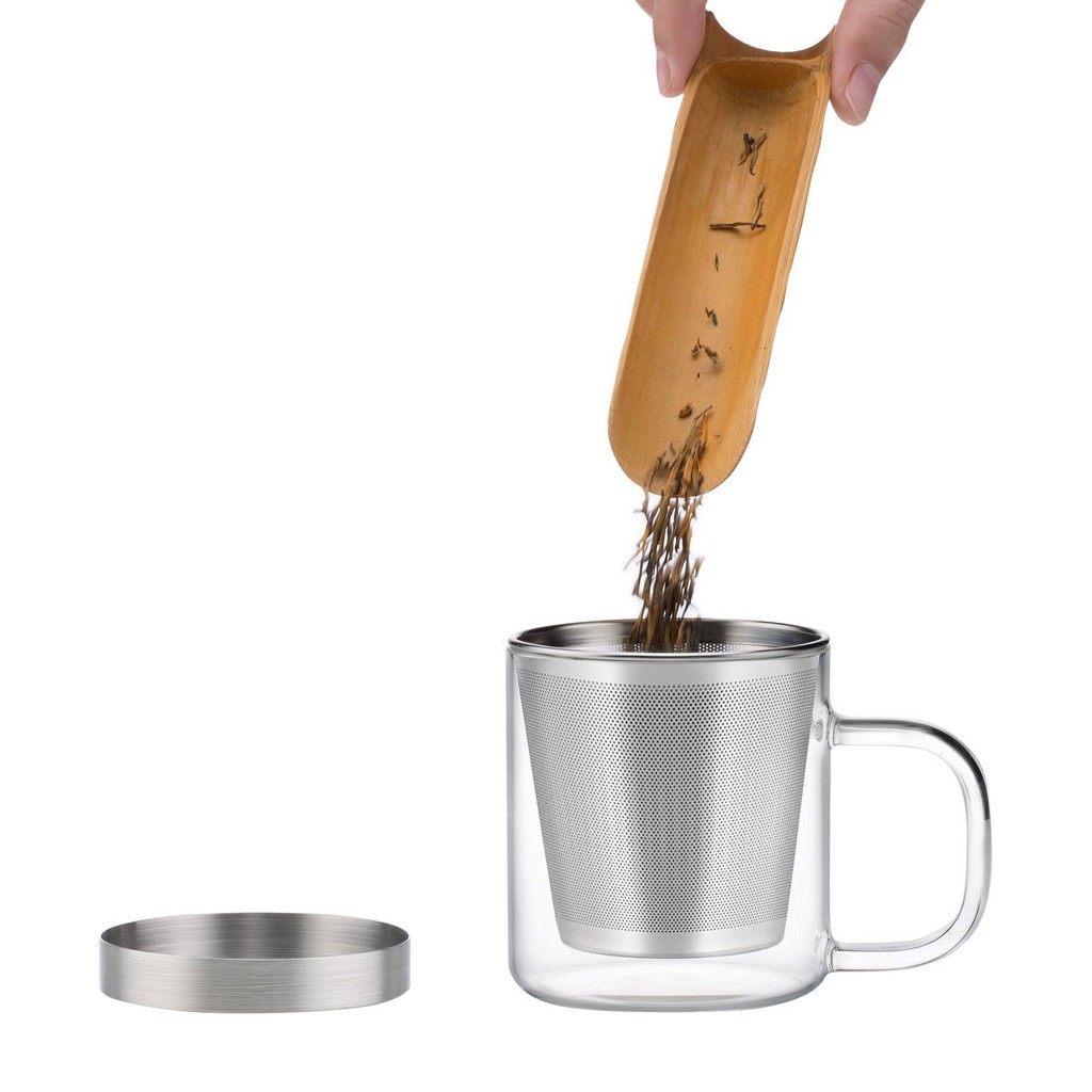 Ly Lọc trà thủy tinh lõi Inox S'049A 350ml