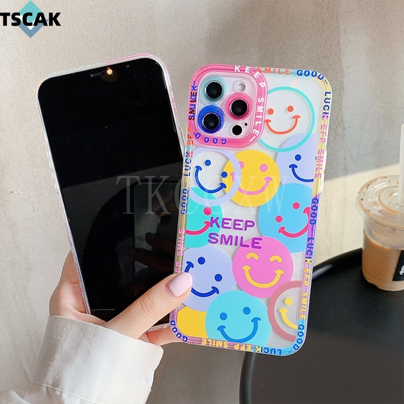 Ốp Điện Thoại Silicon Trong Suốt Hình Hoa Mặt Cười Cho iPhone 6 6s 7 8 Plus 11 12 13 Pro Max 12 13 mini X XR XS Max SE 2020