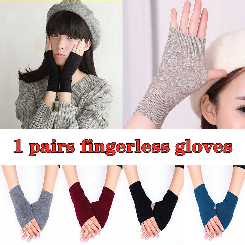 Đôi găng tay hở ngón vải lông cừu 100% ấm áp thời trang