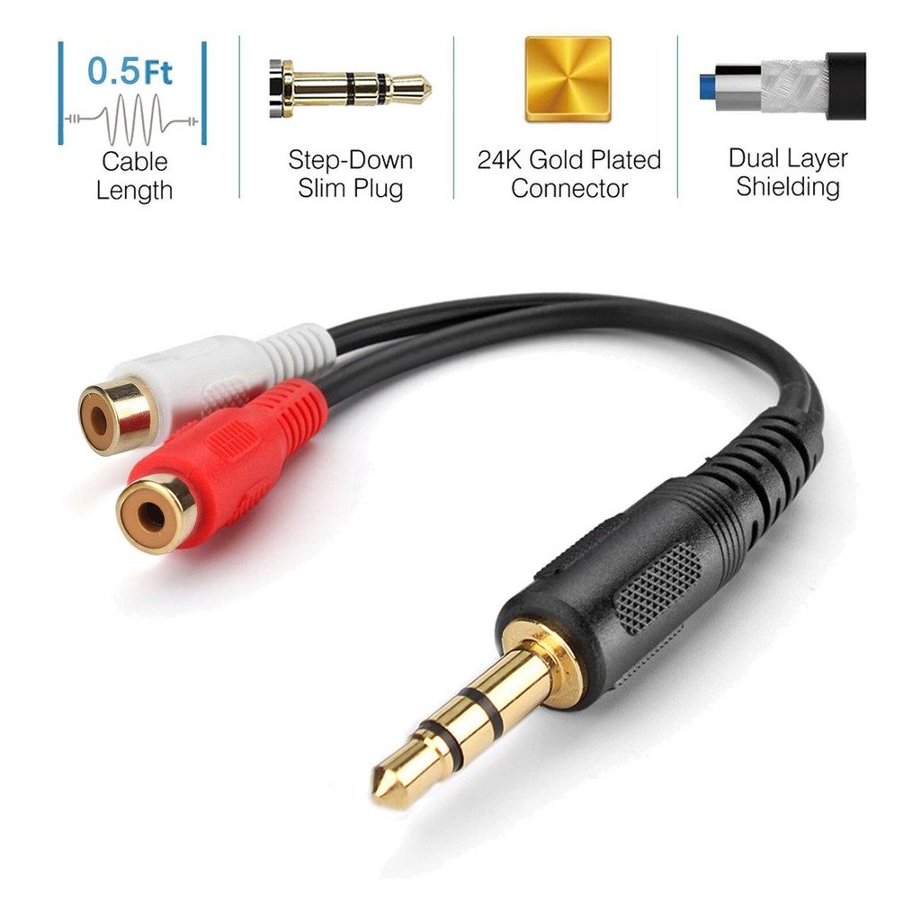 Cáp chuyển 3.5mm sang 2 RCA âm