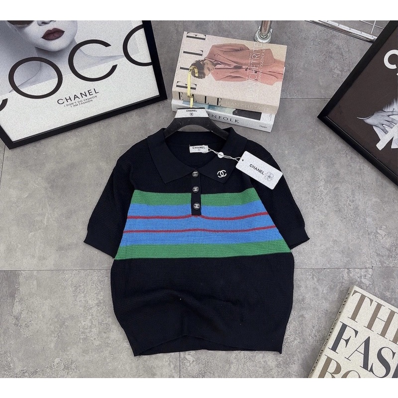 Áo len mongtoghi polo pha kẻ siêu xinh