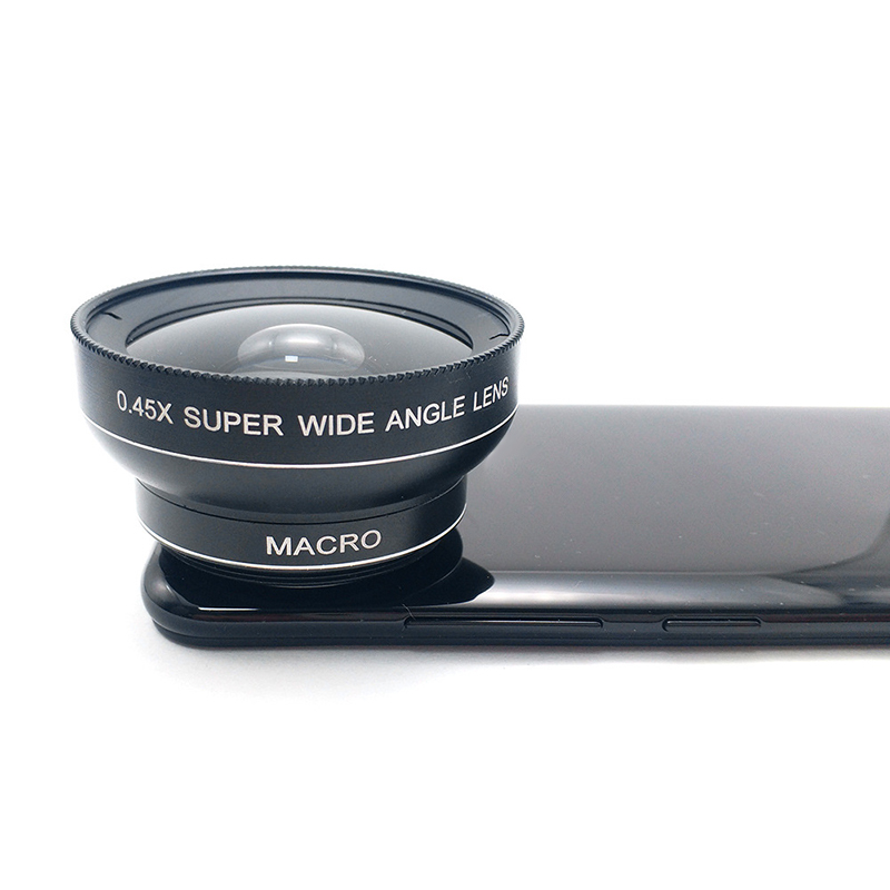 Mobile Phone Lens 0.45x Distortion-free Wide-angle +12.5x Macro Two-in-one External Lens 52mm YKD