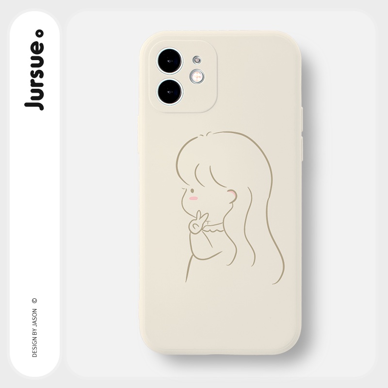 Ốp lưng JURSUE hoạt hình cặp đôi dễ thương đẹp cho iPhone 13 12 11 Pro Max SE 2020 X XR XS ip 8 7 6 6S Plus kute Y1702