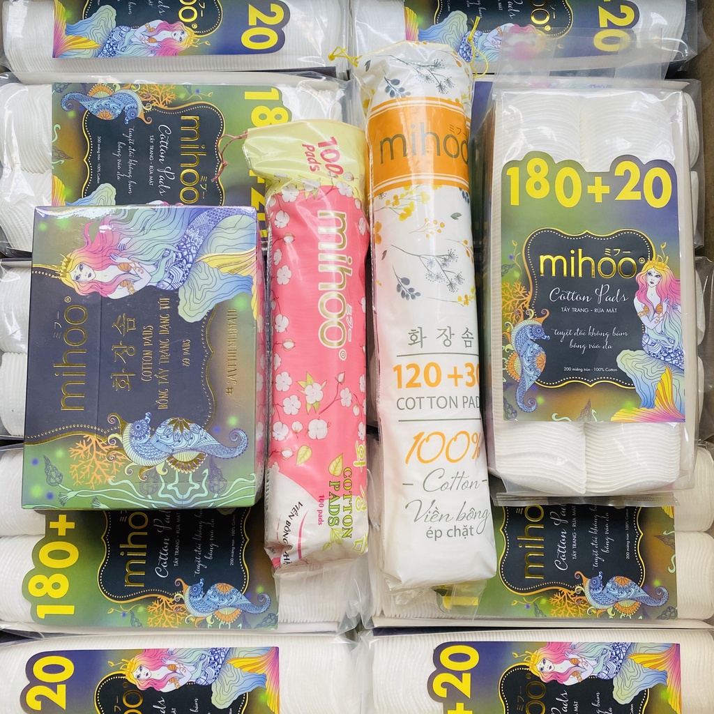Bông Tẩy Trang Mihoo 240 Miếng Cotton Pads Chính Hãng 100%  - Hàn Quốc Mềm Mịn Như Bông