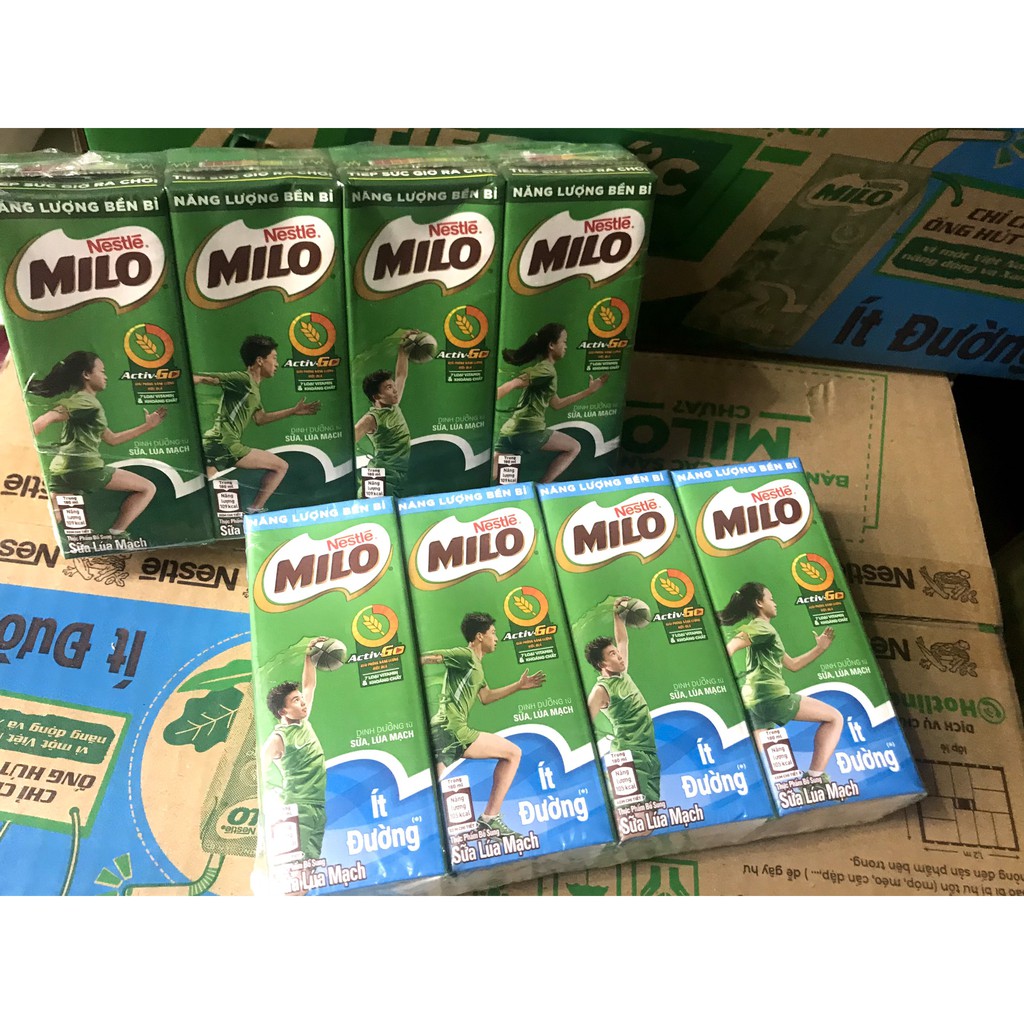 Lốc 4 hộp sữa Milo Active Go Có đường/Ít đường 180ml