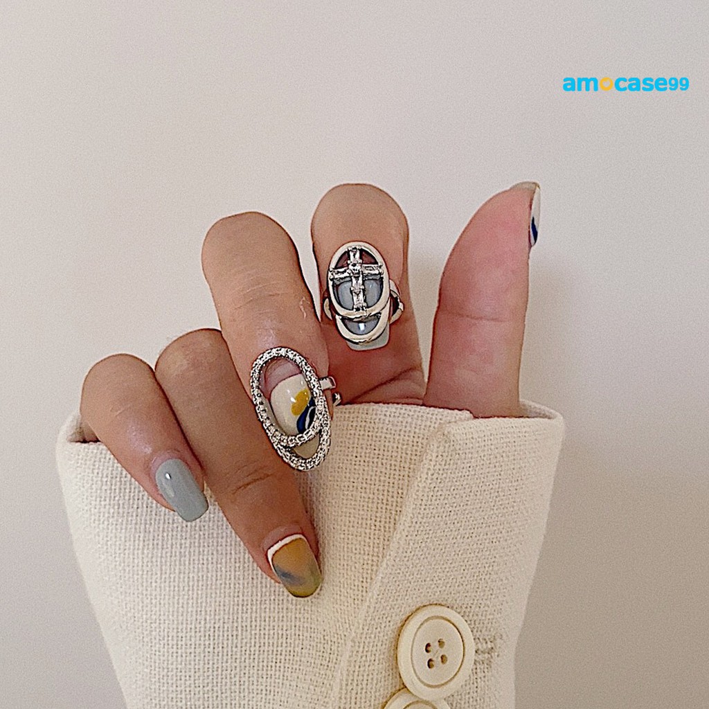 Nhẫn đeo tay bằng kim loại có đính đá thiết kế thời trang cho nữ