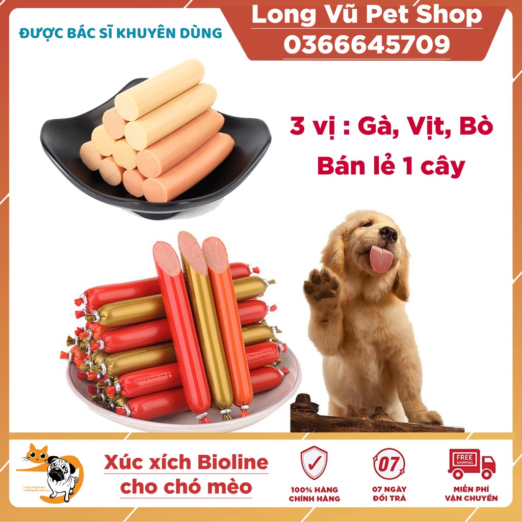 [Mã 159FMCGSALE giảm 8% đơn 500K] Xúc Xích Cho Chó Mèo Hamster Thú Cưng Dinh Dưỡng Giàu Vitamin, Đạm Bioline