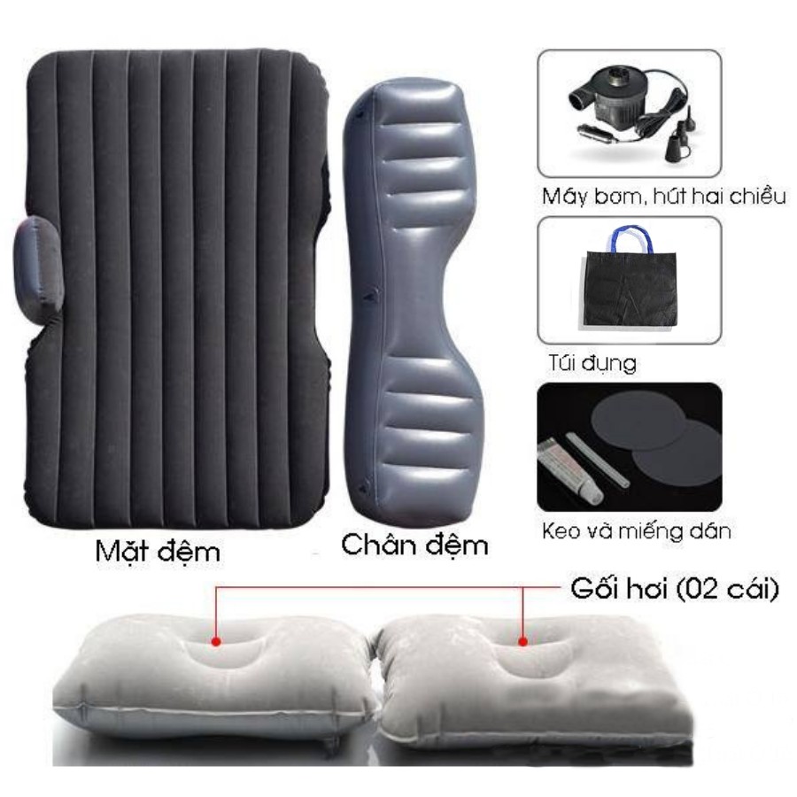 Đệm hơi ô tô 4 5 7 chỗ, nệm hơi ô tô chân rời cao cấp tặng kèm bộ bơm 12V | BigBuy360 - bigbuy360.vn