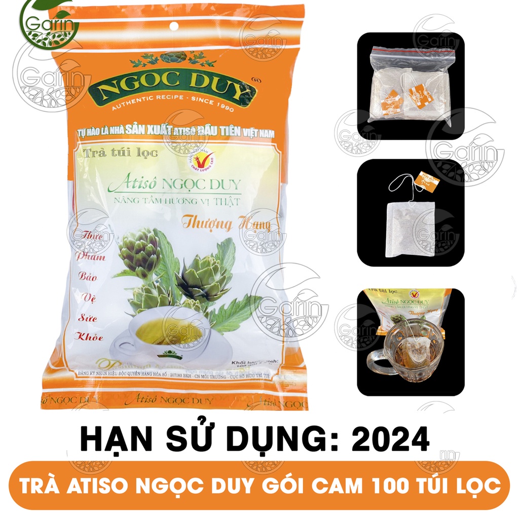Trà atiso relax thượng hạng Ngọc Duy gói cam 100 túi lọc siêu tiết kiệm giải độc gan Mỹ Phẩm Sỉ Emer