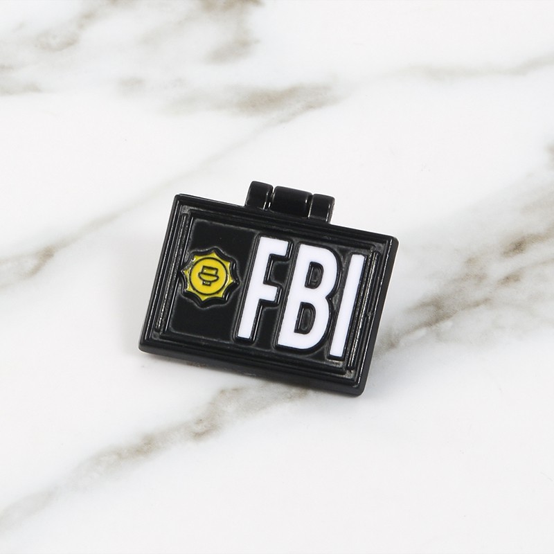 Ghim cài áo QIHE JEWELRY tráng men hình thẻ ID FBI X-Files nắp lật cho người thích đọc sách