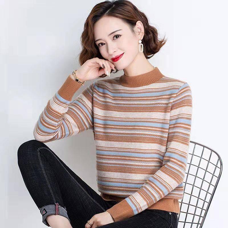 Large size long-sleeved T-shirt for middle-aged women wearing Plus wool tops