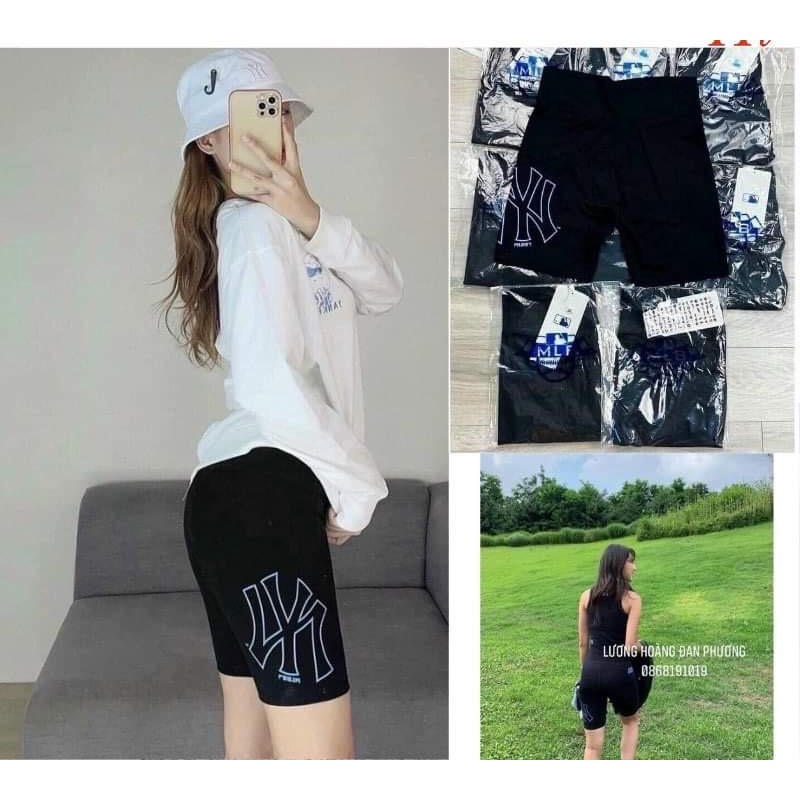 Quần legging NY đùi màu đen, chất co dãn