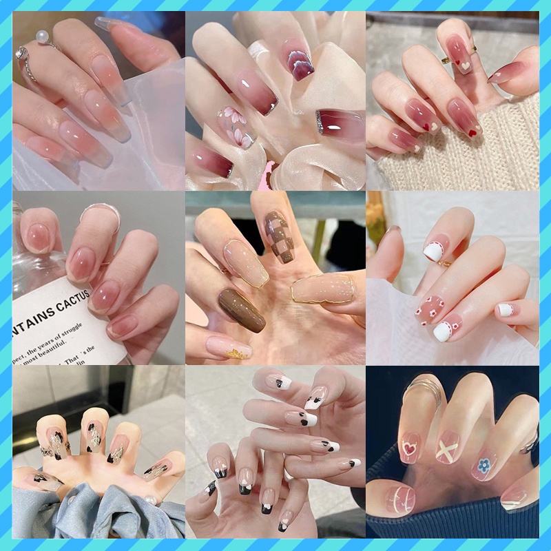 móng tay giả nailbox 24 móng giả kèm keo dán