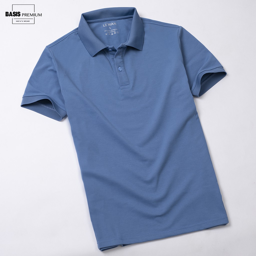 Áo thun polo cổ bẻ màu xanh coban mới, lịch lãm, sang trọng Basis 22-XANHCOBAN Cực Đẹp . .