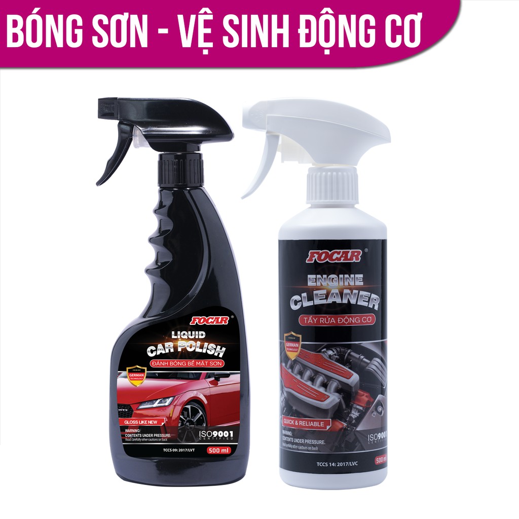 Bộ 2 sản phẩm bóng bề mặt sơn + vệ sinh động cơ Focar 500ml