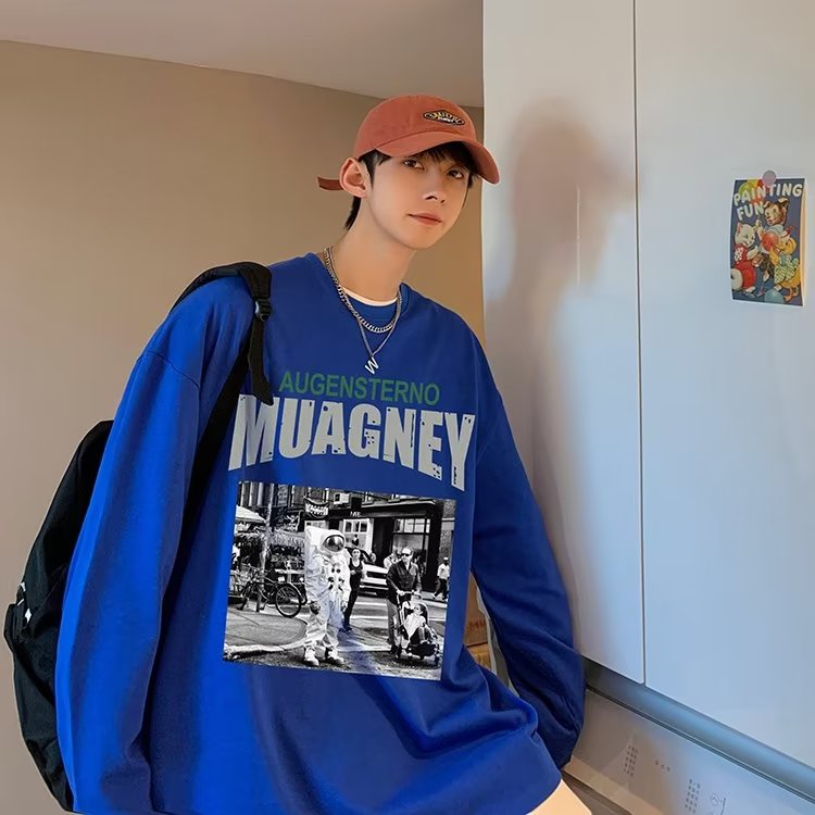 Áo Thun Tay Dài Cổ Tròn Dáng Rộng In Họa Tiết Hoạt Hình Phong Cách Hip Hop Nhật Bản Thời Trang Cho Nam Và Nữ Size M-5XL