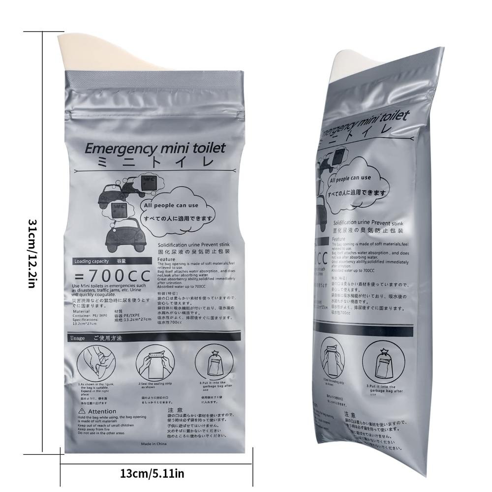 Set 4 Túi Đi Vệ Sinh Khẩn Cấp 700ML Sử Dụng Một Lần Tiện Lợi Cho Nam Nữ