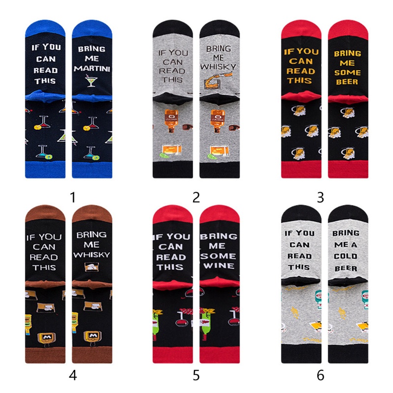Xiangbao Vớ Cotton Dài In Chữ If You Can Read This Martini Whisky Beer Vui Nhộn Mới Lạ Unisex