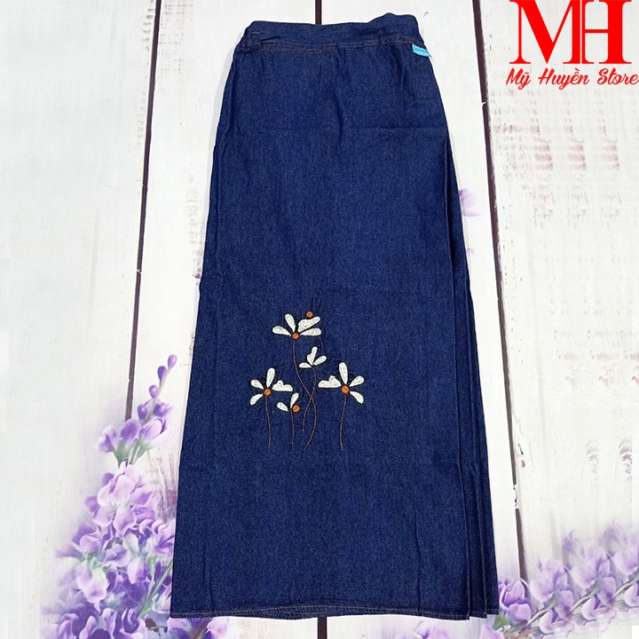 Váy Chống Nắng Jean 1 Tà Thêu Họa Tiết Chất Liệu Cotton Dày Dặn Và Mềm Mại Có Nút Bấm Chắc Chắn Mỹ Huyền Store | BigBuy360 - bigbuy360.vn
