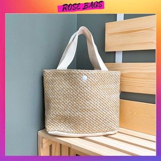 Túi cói mini đi biển Rose bags túi vải bố siêu hot hè 2021