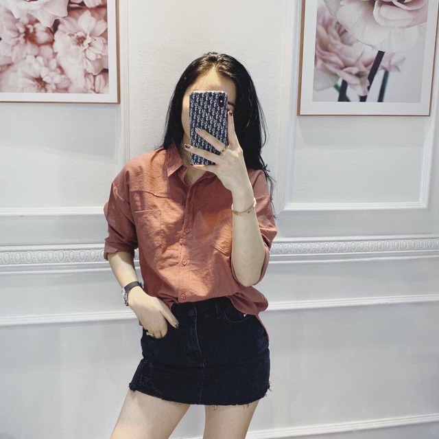 Áo sơ mi nhung tăm dáng thụng cao cấp