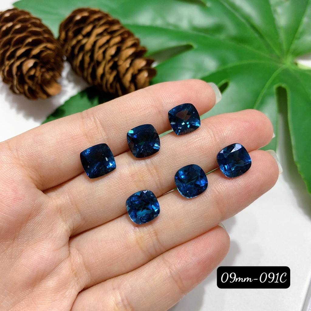 Mặt Đá Topaz London Xanh Đủ Size Kiểu Vuông