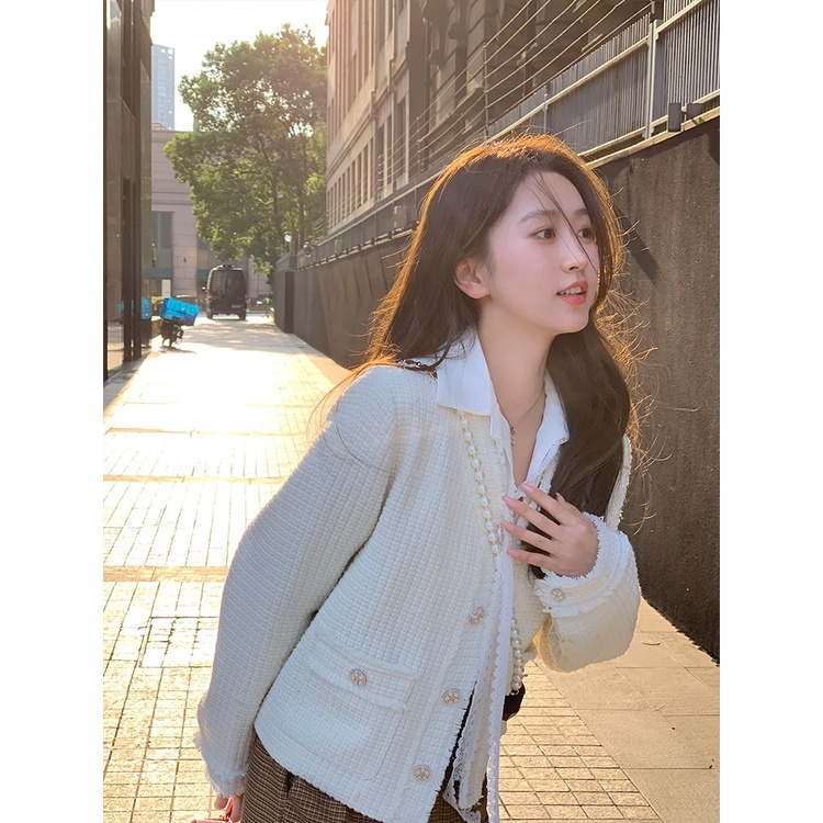 🍥 Áo Khoác Nhẹ Nhàng Kiểu Pháp Có Cổ Áo Sơ Mi Tháo Rời 🍥