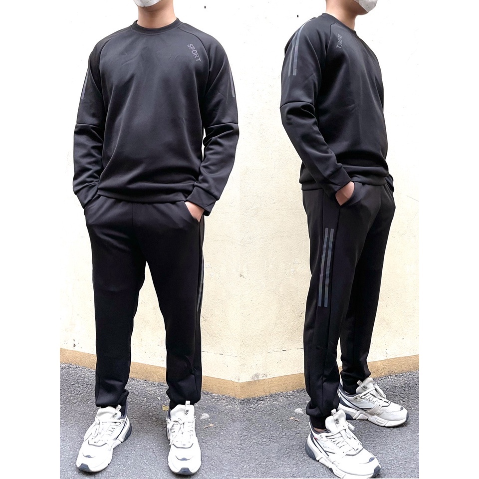 [sale xả hàng] Bộ quần áo nỉ thu đông thể thao nam chất poly 2 da sport Pon.mens