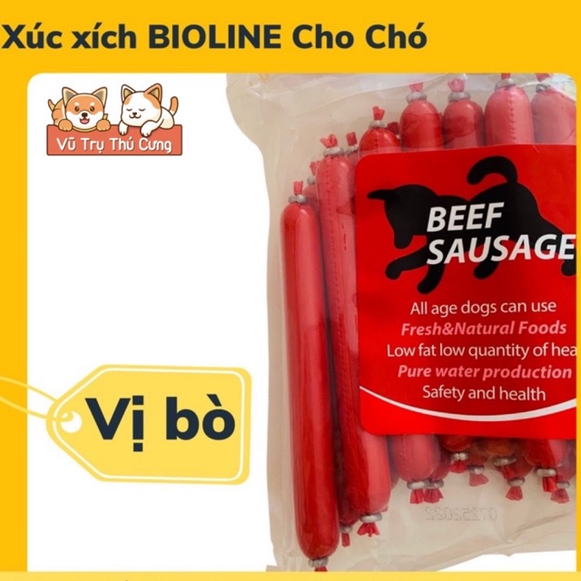 Xúc xích Bioline cho Chó mèo, xúc xích cho thú cưng 15g (cây)| Xúc xích cho chó bao bì chuẩn