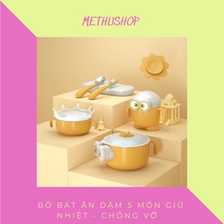 Bộ bát ăn 5 món giữ nhiệt , chống vỡ minion