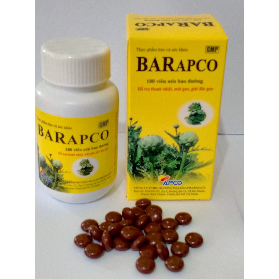 Viên giải độc gan BAR Apco lọ 180 viên bao đường hỗ trợ thanh nhiệt, mát gan, giải độc..