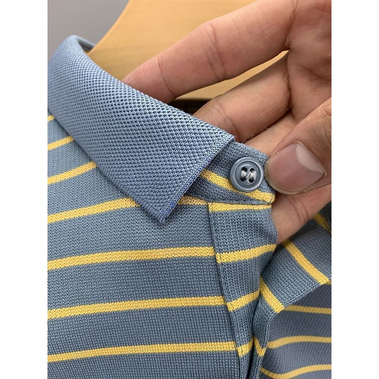 Áo Thun POLO Cotton Ngắn Tay Họa Tiết Sọc Ngang Thời Trang Dành Cho Nam