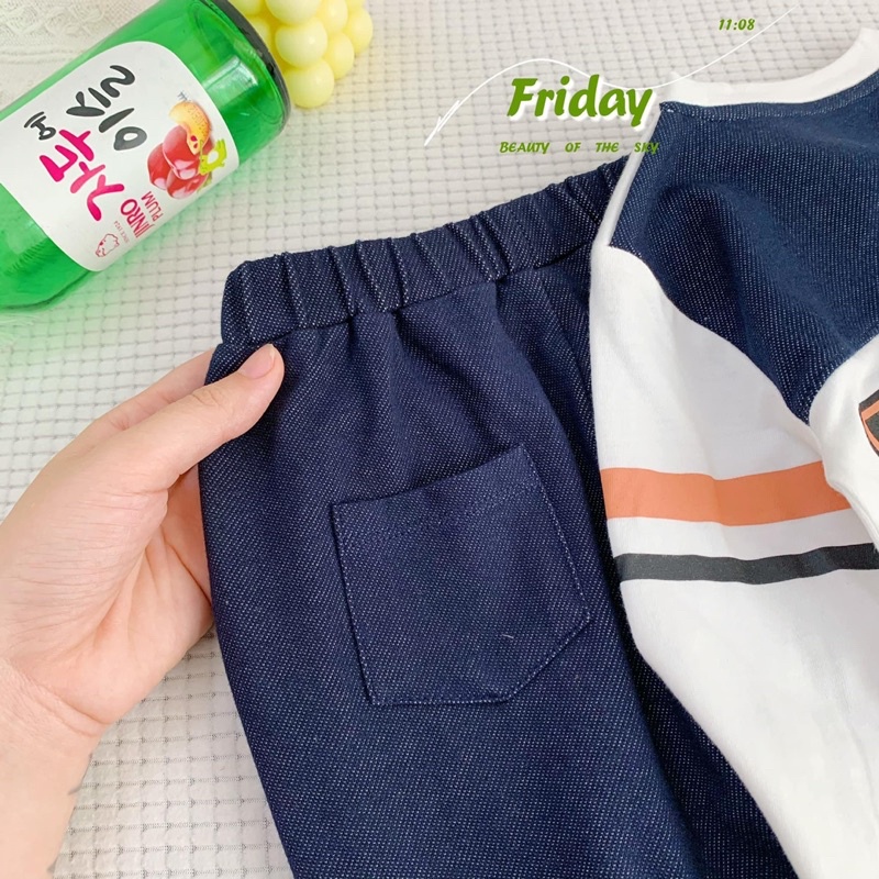 Bộ thể thao NY quần giả jean bé trai