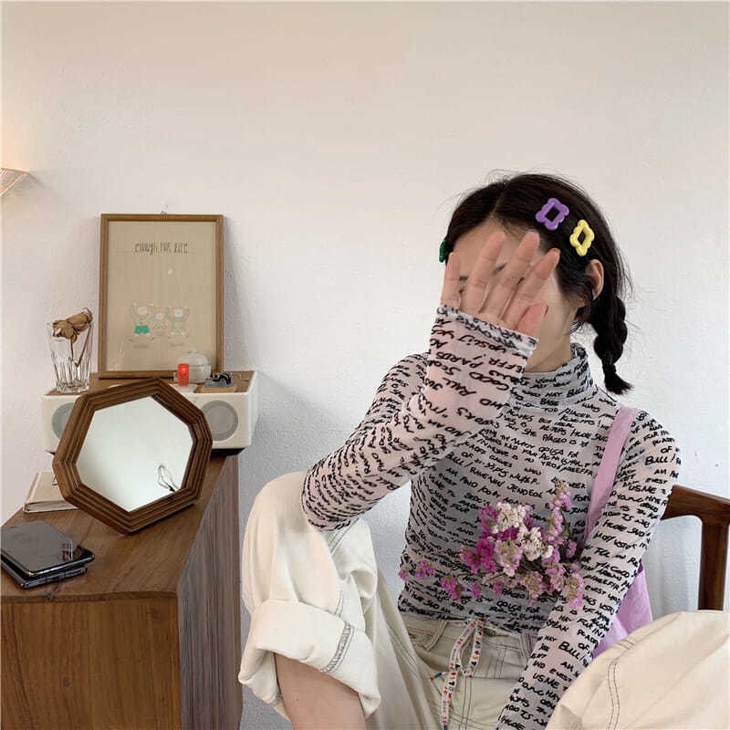 Áo Thun Mỏng Tay Dài Nhiều Lớp In Chữ Chống Nắng Mùa Hè Cho Nữ